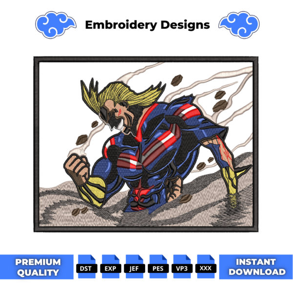 All Might Boxed Embroidery Design