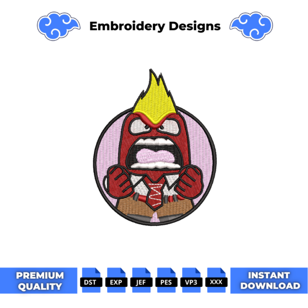 Anger Fire Embroidery Design