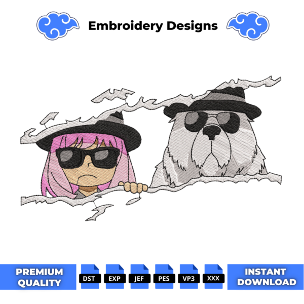 Anya and Bond Anime Embroidery Design
