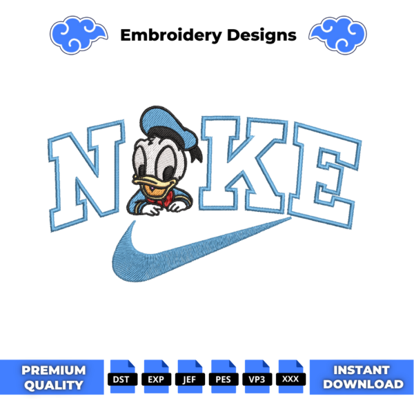 Baby Donald Duck Swoosh Embroidery Design