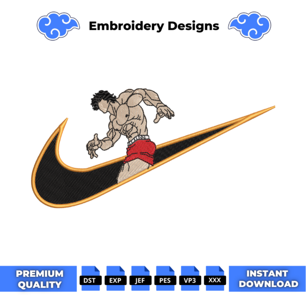 Baki Muscle Pose Embroidery Design
