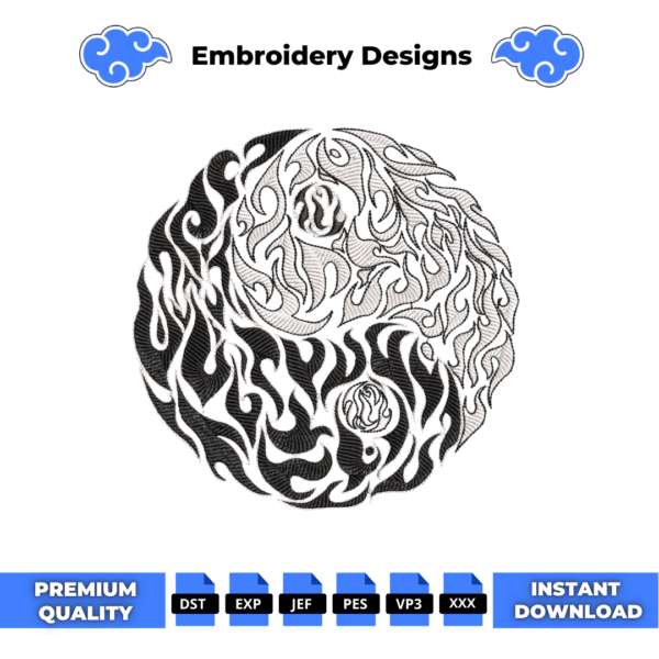 Balance Yin Yang Embroidery Design
