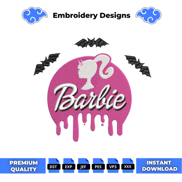 Barbie Logo Halloween Embroidery Design
