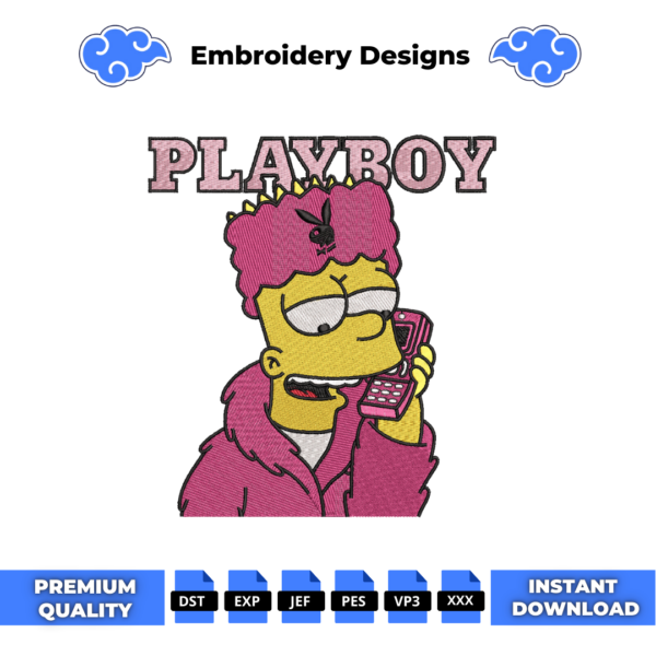 Bart Playboy Embroidery Design