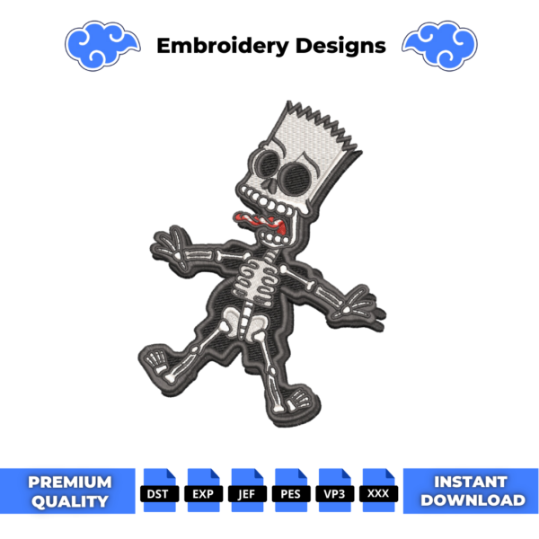 Bart Skeleton Embroidery Design