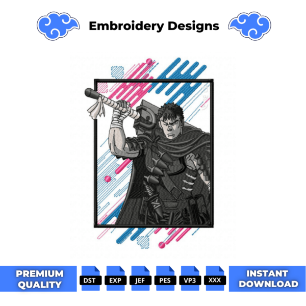 Berserk Color Boxed Embroidery Design