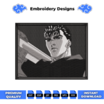 Berserk Guts BW Embroidery Design