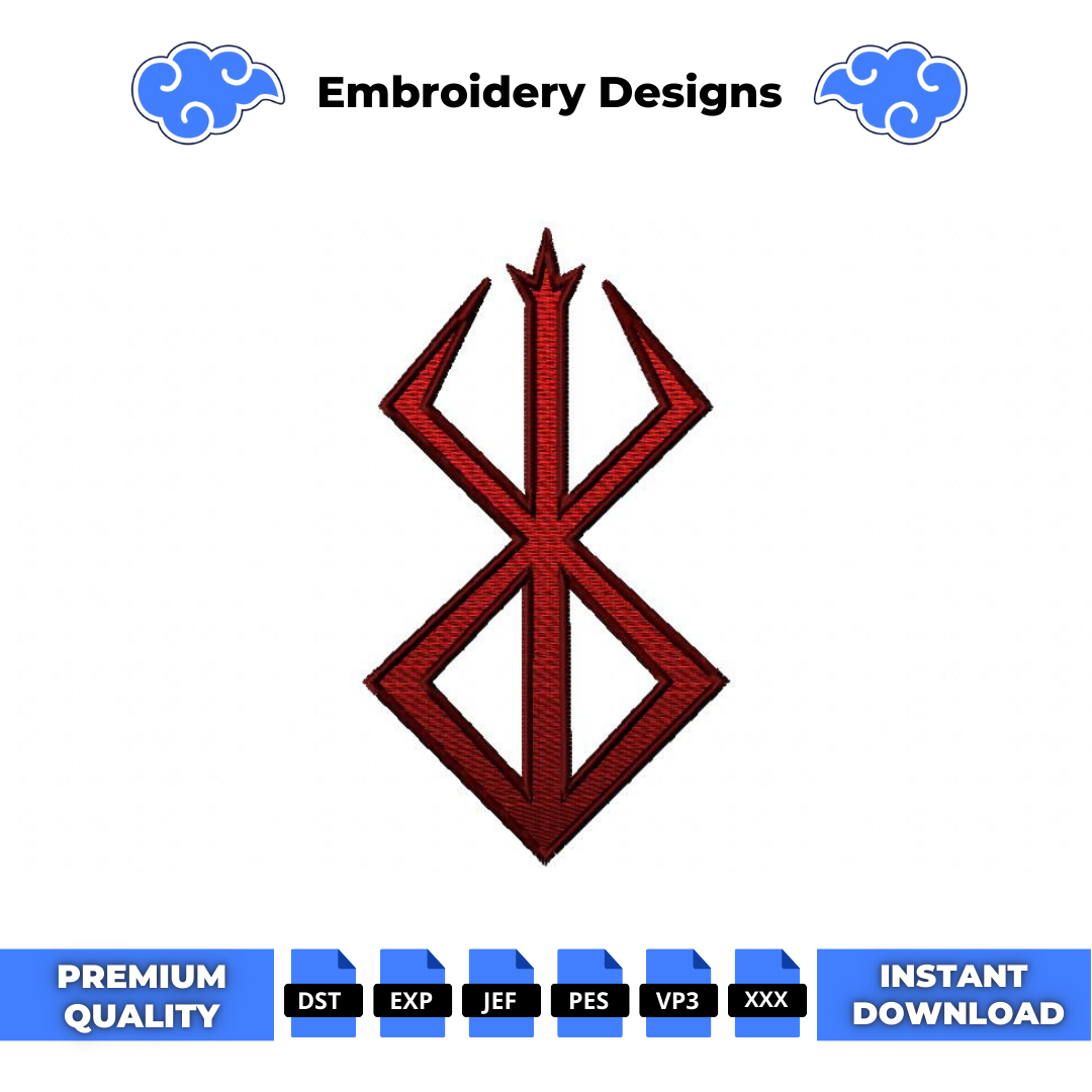 Berserk logo embroidery design, the Brand of Sacrifice in red