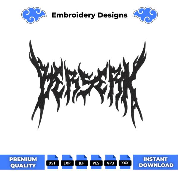 Berserk Logo Text Embroidery Design