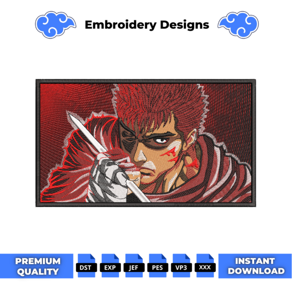 Berserk Red Embroidery Design