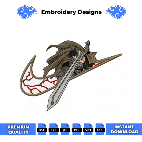 Berserk Swoosh Embroidery Design