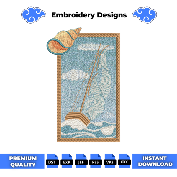 Boat Painting Embroidery Design