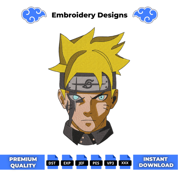 Boruto Face Embroidery Design