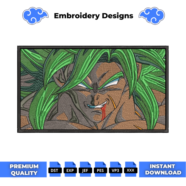 Broly Anime Embroidery Design