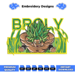 Broly Dragon Ball Embroidery Design