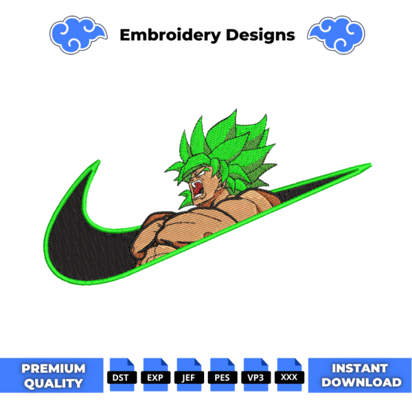 Broly Swoosh Dragon Ball Embroidery Design
