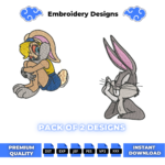 Bugs and Lola Bunny Embroidery Design