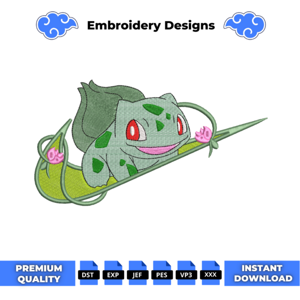Bulbasaur Pokemon Embroidery Design