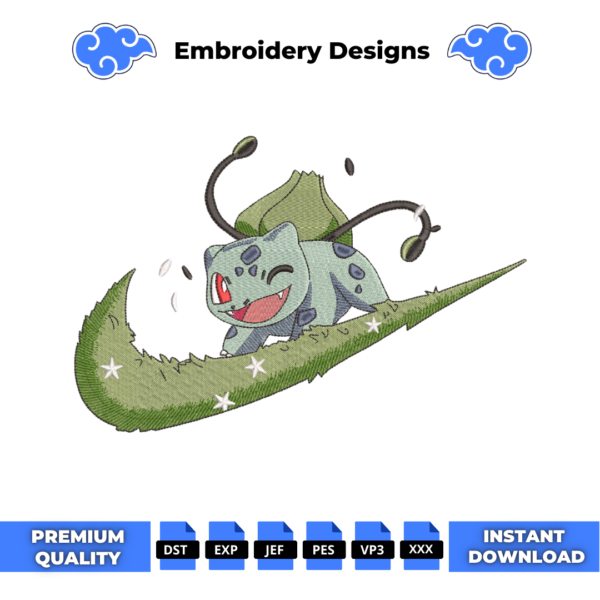 Bulbasaur Swoosh Embroidery Design