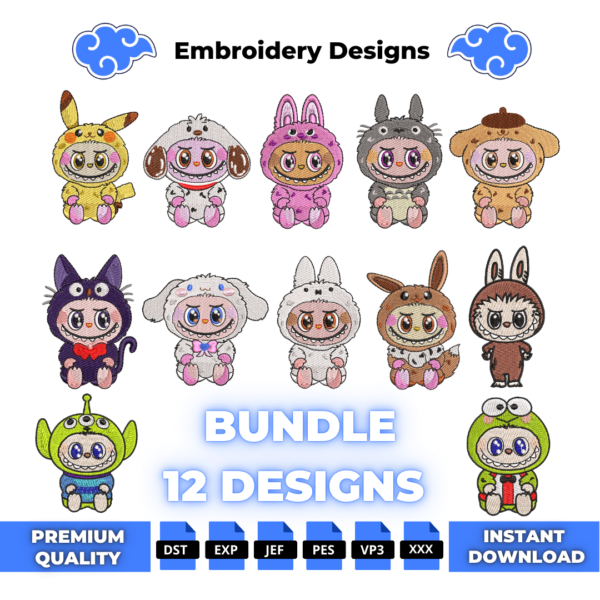 Bundle 12 Labubu Embroidery Designs