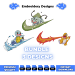 Bundle Bulbasaur Charmander Squirtle Embroidery Design