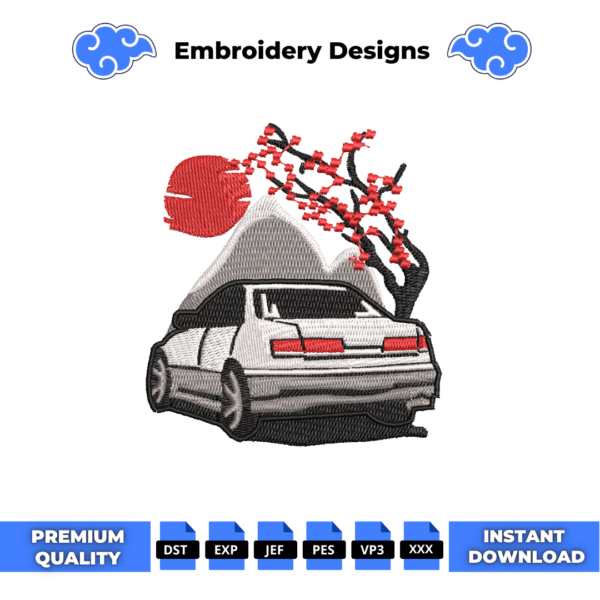 Car Sakura Embroidery Design