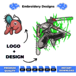 Chainsaw Man and Logo Embroidery Design