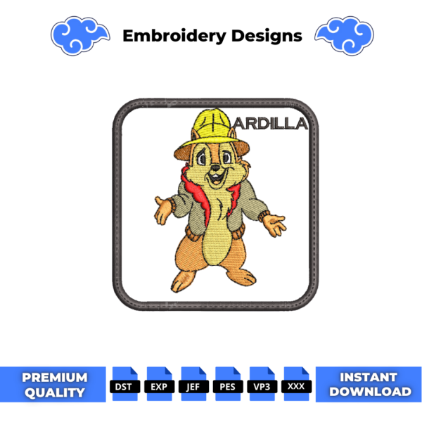 Chip and Dale Cap Embroidery Design