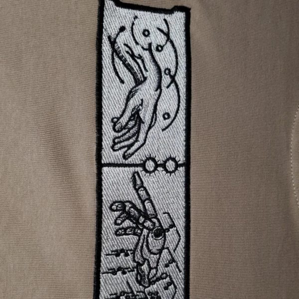 Creation of Adam Robot Embroidery Design stitched by a customer