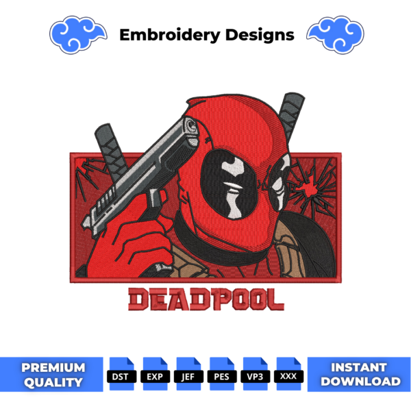 Deadpool Boxed Embroidery Design