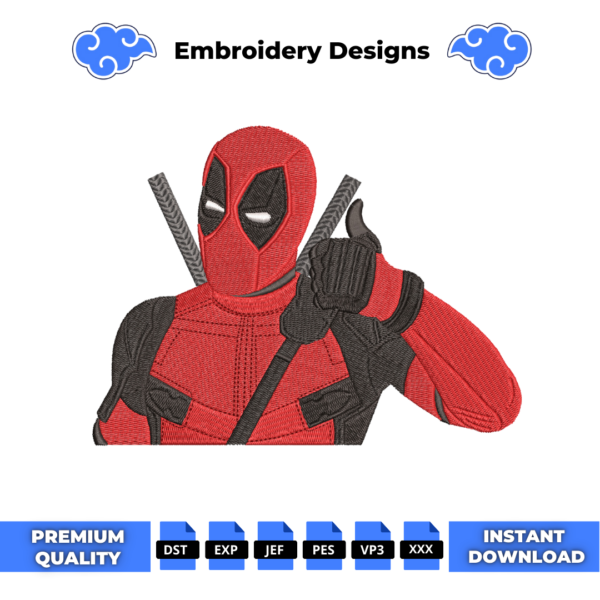 Deadpool Cool Embroidery Design