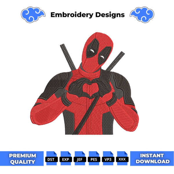 Deadpool Love Embroidery Design