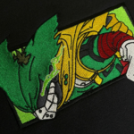 Deku Mask Embroidery Design stitched by a customer