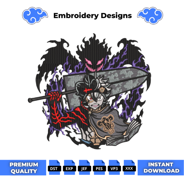 Demon Asta Embroidery Design