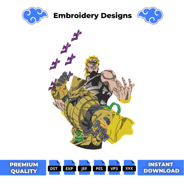 Dio Brando Anime Embroidery Design