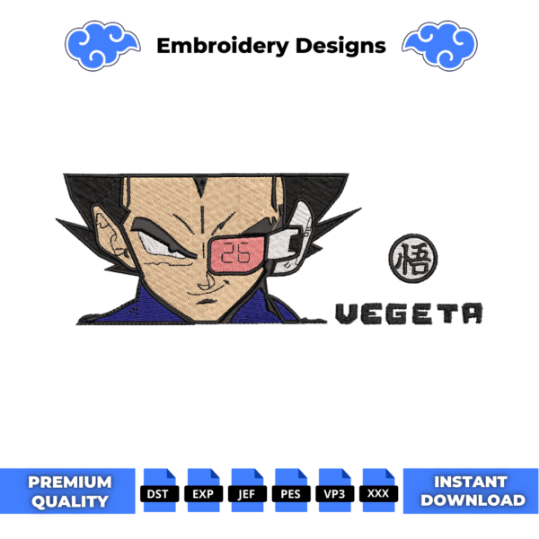 Dragon Ball Z Vegeta Embroidery Design