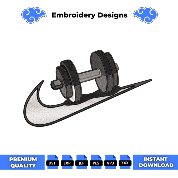 Dumbell Gym Weight Embroidery Design