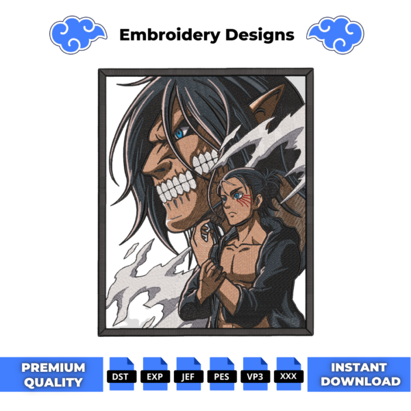 Eren and Titan Embroidery Design