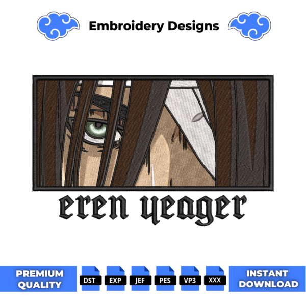 Eren Yeager Eyes Embroidery Design