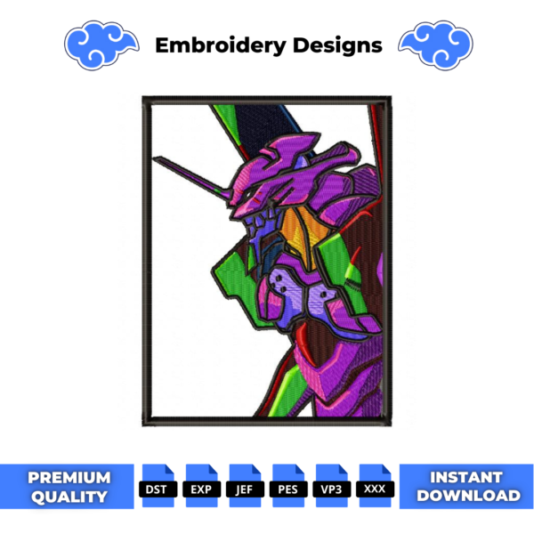 Evangelion Boxed Anime Embroidery Design