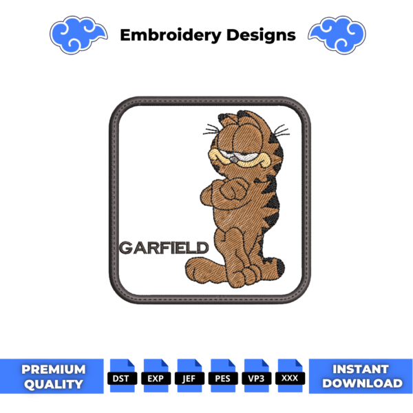 Garfield Cap Embroidery Design