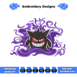 Gengar Pokemon Embroidery Design