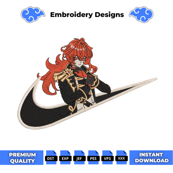 Genshin Impact Diluc Embroidery Design
