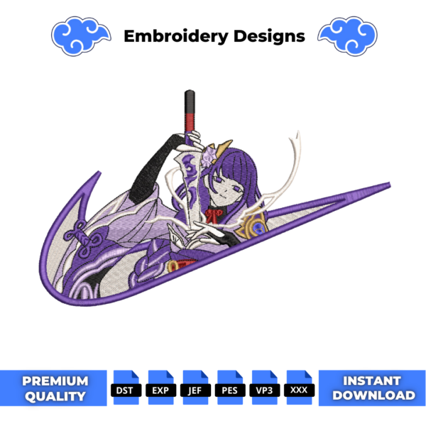 Genshin Impact Shogun Raiden Embroidery Design