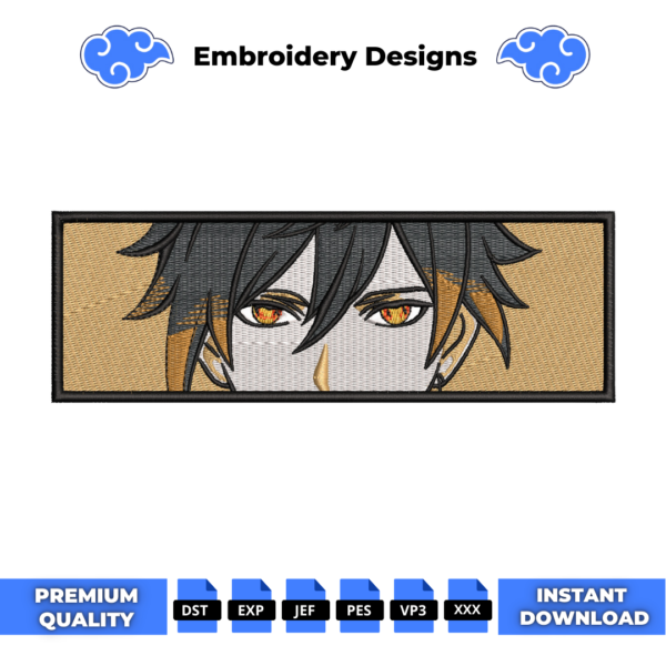 Genshin Impact Zhong Li Eyes Embroidery Design