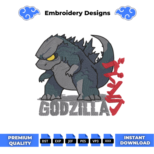 Godzilla Embroidery Design