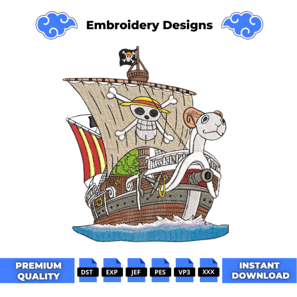 Going Merry One Piece Embroidery Design