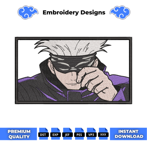 Gojo Satoru Boxed Embroidery Design
