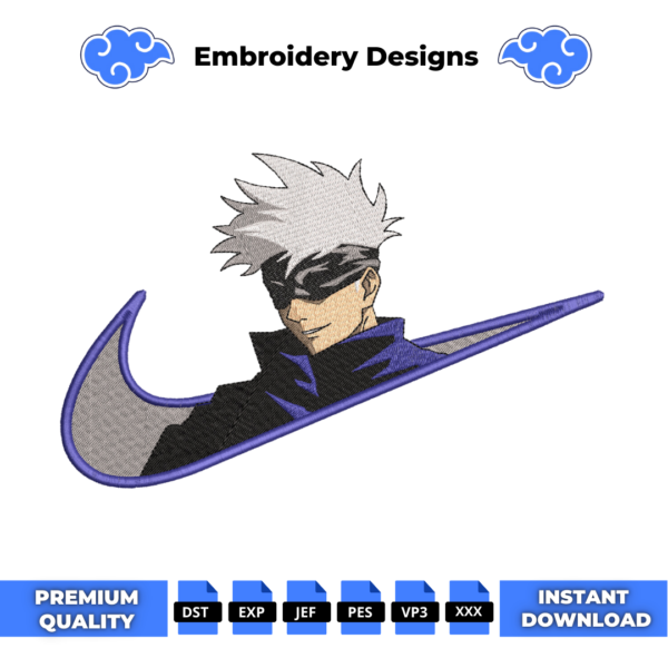 Gojo Satoru Swoosh Embroidery Design