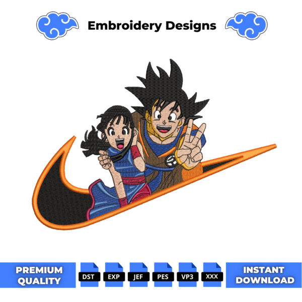 Goku and Chichi Embroidery Design